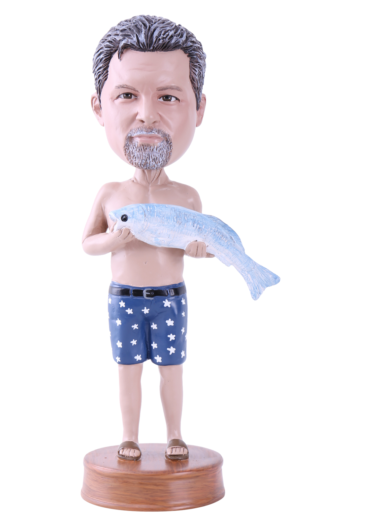 Shirtless Fisherman Holding his Catch