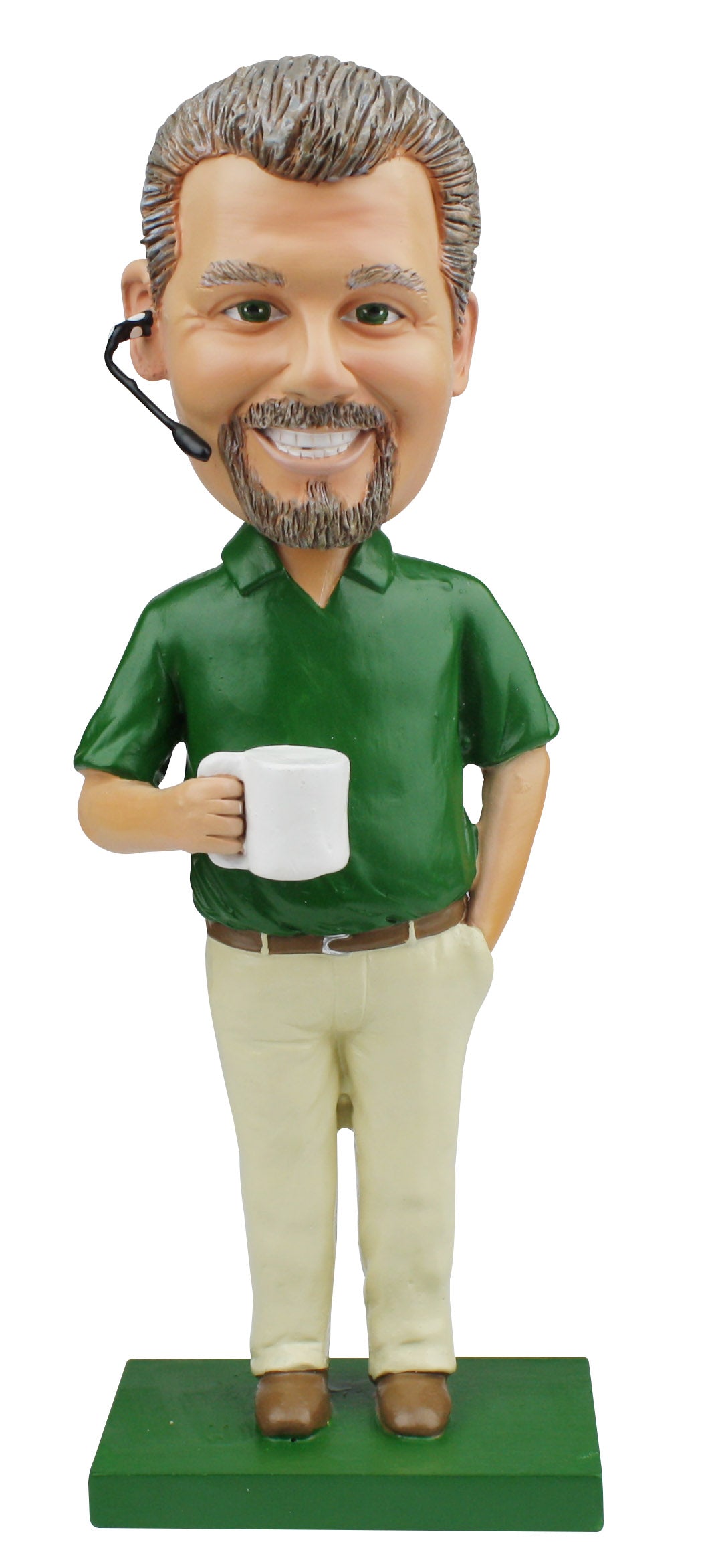 Man Wearing Earpiece Drinking Coffee