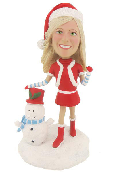 Santa Lady with Snowman