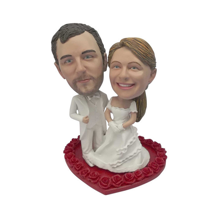 Fancy Bride and Groom on a Flower Heart